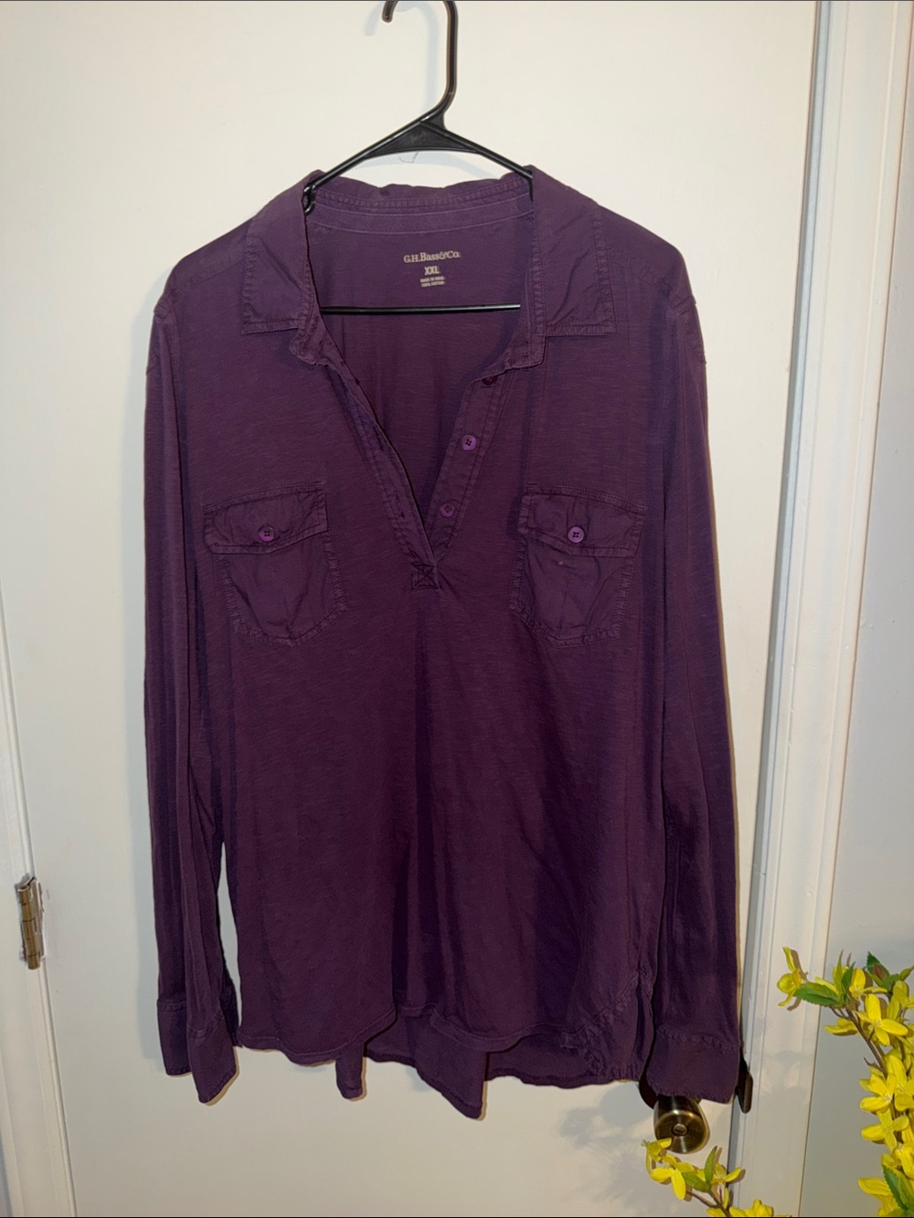 G.H. Bass & Co. Plum Button-Front Casual Shirt